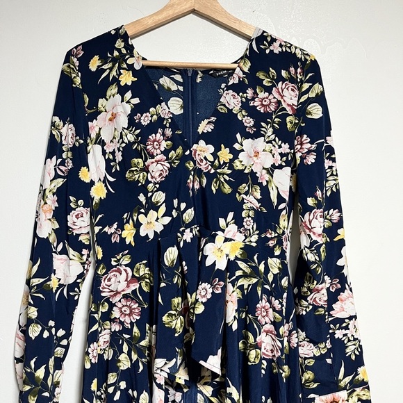 SHEIN Navy Floral High-Low Midi Dress – Size M - Picture 6 of 12